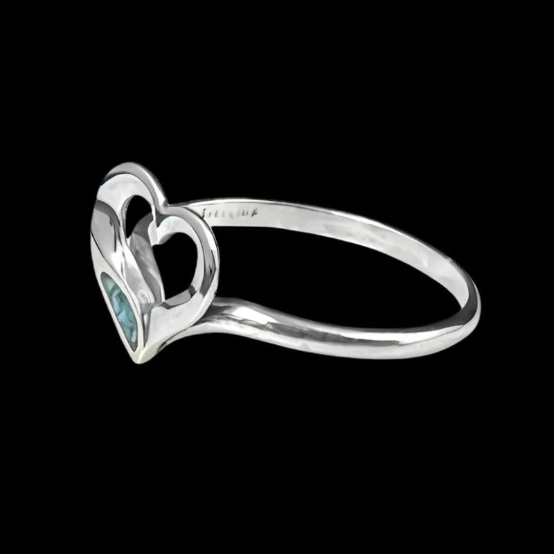 Sterling Silver Open Heart Turquoise Ring
