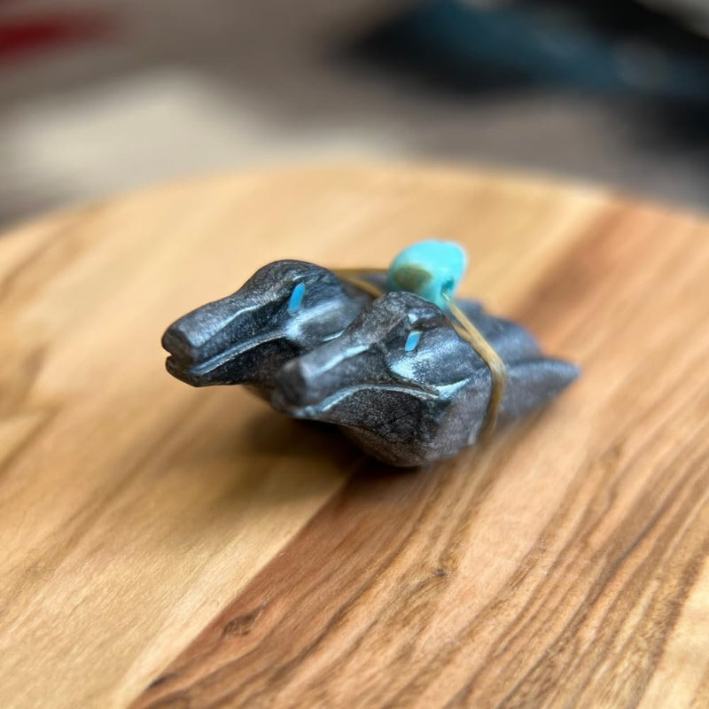Zuni Fetish • Handcarved Raven Fetish • Sunface Fetish •