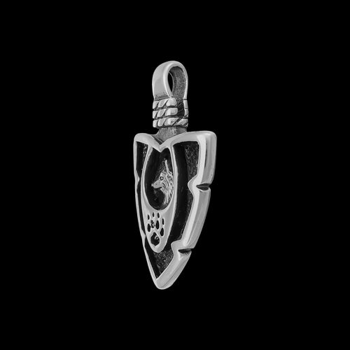 Wolf Pendant, Arrowhead pendant, no Inlay, 925 Sterling Silver