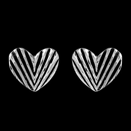 Striped Hearts Stud Earrings