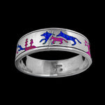 Wolf Ring • Navajo Handmade • 925 Sterling Silver • Lapis Lazuli and Sugilite