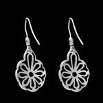 Sterling Silver Hippie Boho 60's Flower Power Dangle Earrings