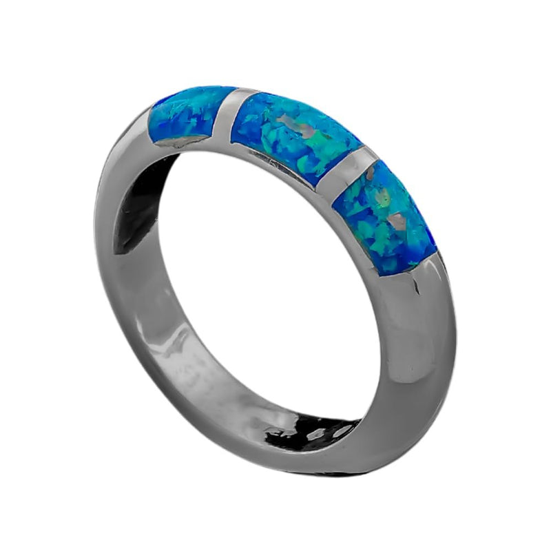 Blue Opal Three Squares Ring