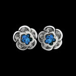 Sterling Silver Flower Earrings • Vibrant Opal Accents • Nature-inspired
