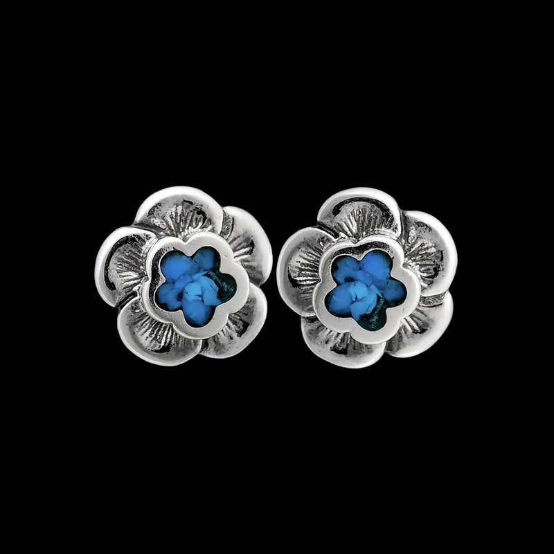 Sterling Silver Flower Earrings • Vibrant Opal Accents • Nature-inspired