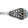 925 Sterling Silver Diamond Cut Oval Turquoise Cabochon Ring, Abstract Beaded Teardrop Design, Solitaire Gemstone Band, Handmade Jewelry (7.5)