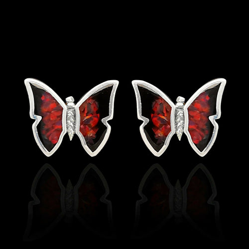 Navajo Butterfly Earrings • 925 Sterling Silver • Turquoise Inlay • Handmade