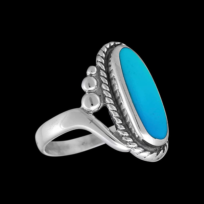 Size 8-925 Sterling Silver Turquoise Resin Magnificent Oval Ring, Curved Braided Design, Handmade Statement Jewelry