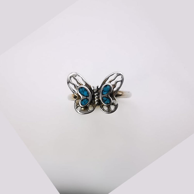 Dainty Turquoise Butterfly Ring - Size 5 - Delicate Vintage Treasure