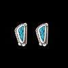 Sterling Silver Turquoise Inlay Stud Earrings – Triangle Design with Twisted Rope and Silver Pearl Border