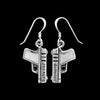 925 Sterling Silver Gun Earrings • Pistol Shape • Opal Accents • Western Jewelry