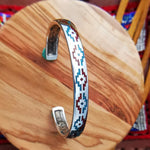 Sterling Silver Turquoise and Coral Cuff Bracelet with Everlasting Life Symbols