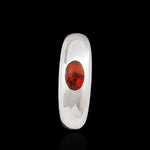 Size 8-925 Sterling Silver Large Oval Inset Band, Red Opal, Handmade Oval Statement Ring, Geometric Pattern