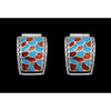 Sterling SIlver Turquoise and Coral Scalloped Mosaic Watch Tips