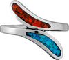 Size 7 Turquoise and Coral Sterling Silver Tresse Ring