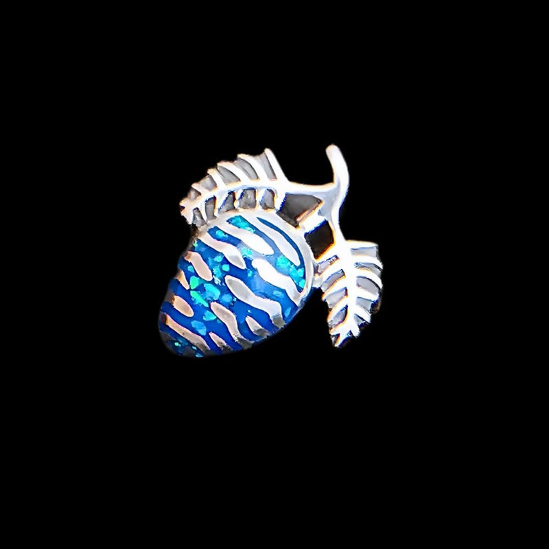 Blue Opal Turquoise Autumn Pine Cone Pendant