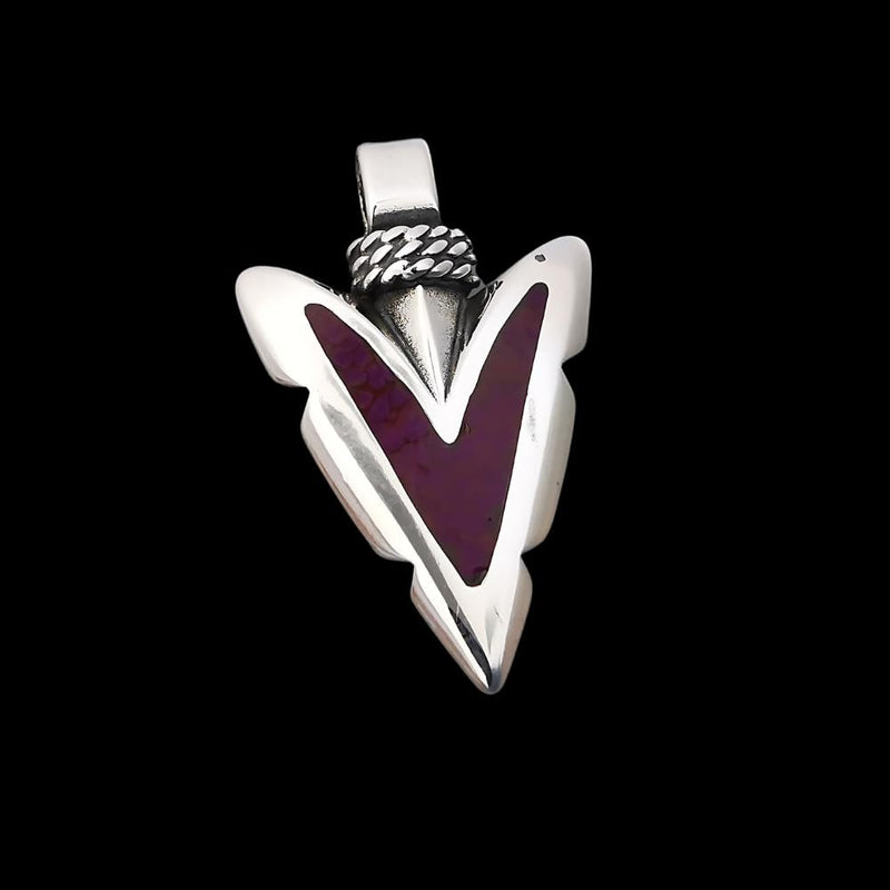 Sterling Silver and Purple Sugilite Notched Arrowhead Pendant