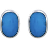 Sterling Silver Blue Resin Large Oval Stud Earrings