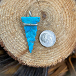 Native American Pendant, Hand Carved Turquoise Arrowhead, 925 Silver