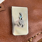 Sterling Silver Roadrunner Money Clip with Turquoise Eye