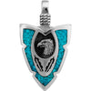 925 Sterling Silver Medium Turquoise Eagle Arrowhead Pendant, Braided Rope Bail Design, Native American Avian Jewelry, Southwestern Bird Necklace with Feathers