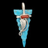 Native American Pendant, Hand Carved Turquoise Arrowhead, 925 Silver
