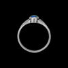 925 Sterling Silver Diamond Cut Oval Blue Opal Cabochon Ring, Iris Accent Design, Solitaire Gemstone Band, Floral Handmade Jewelry (9)
