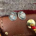 Sterling Silver Native Chief Headdress Stud Earrings