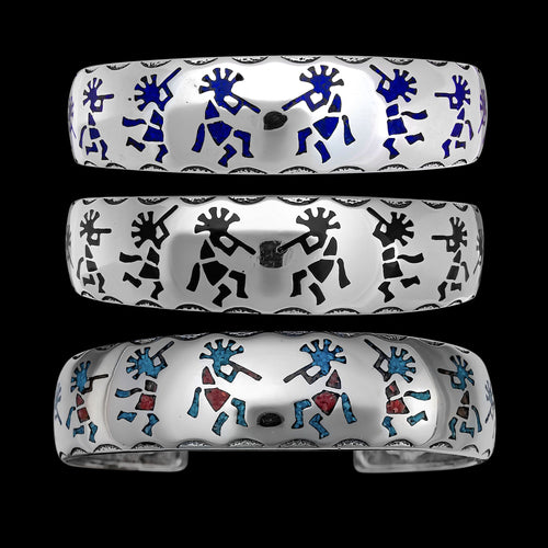 Kokopelli Bracelet • 925 Sterling Silver Cuff • Kachina Dancer •Navajo Jewelry