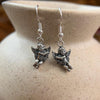 Sterling Silver Cupid/Angel Holding Flowers Dangle Earrings