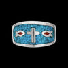 925 Sterling Silver Turquoise and Red Coral Ichthys Ring, Cross & Christian Fish Design, Handmade Native American Gemstone Jewelry, Statement Birthstone Band (10)