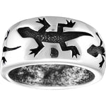 Size 10-925 Sterling Silver Gecko Band, Detailed Reptile Design, Handmade Nature Ring, Handcrafted Animal Jewelry
