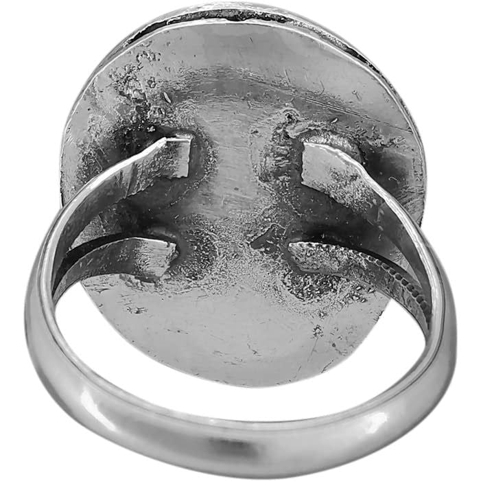 Size 4.5 - Vintage 925 Sterling Silver Sierra Nevada Turquoise Oval Cabochon Ring, Braided Border Design, Handmade Gemstone Jewelry, Statement Navajo Birthstone Band