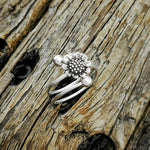 Sterling Silver Single Sunflower Accent Ball Adjustable Ring
