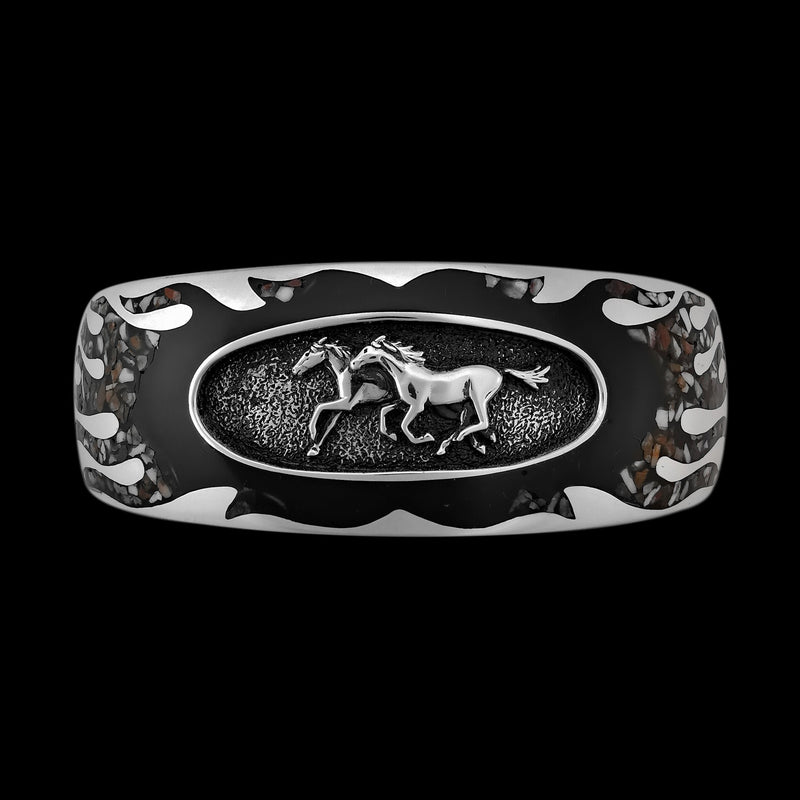 925 Sterling Silver Horse Bracelet • Wild Horse Magnesite • Navajo Inspired