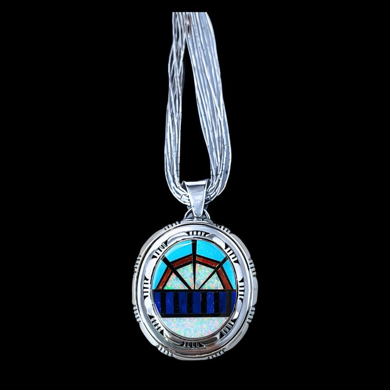 Sterling Silver Handmade Navajo Inlaid Pendant by Edith Kee
