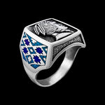 Size 12 - James Fraser Indian Head Nickel Ring, Turquoise and Lapis Lazuli