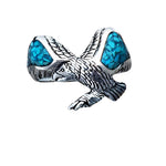 Size 10 Turquoise inlaid Sterling Silver Bald Eagle Ring