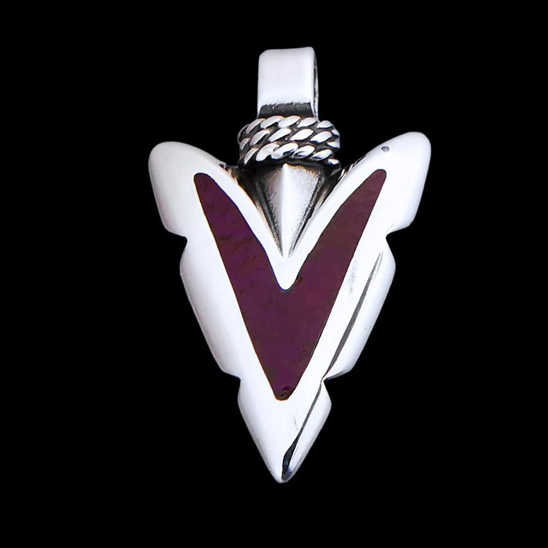 Sterling Silver and Purple Sugilite Notched Arrowhead Pendant