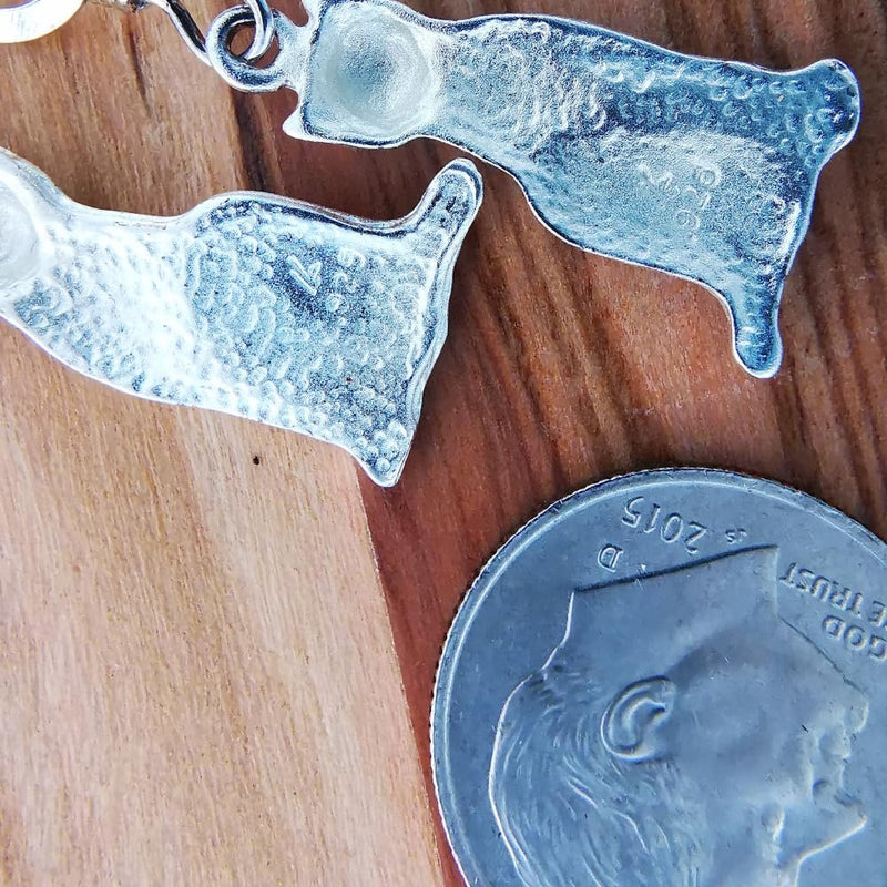 Sterling Silver Matte Kitty Cat Dangle Earrings