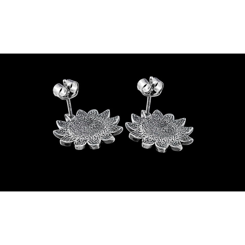Sterling Silver Sunflower Earrings in Post or Dangle (Dangle)