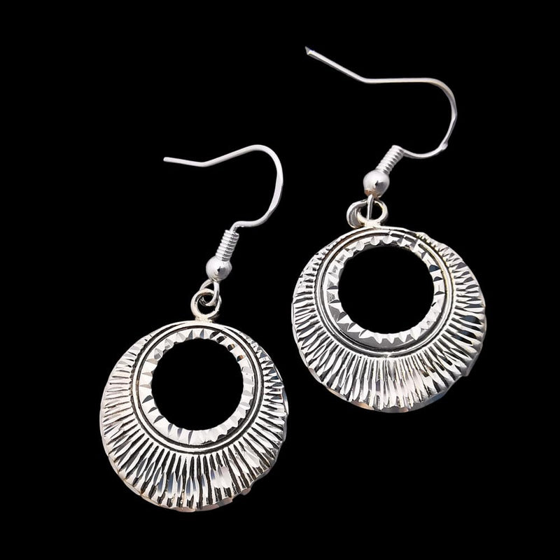 Sterling Silver Mid-Century Modern Diamond-Cut Dangle Earrings