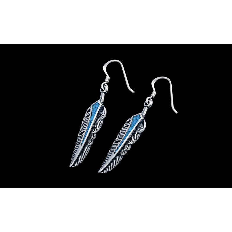 Eagle Feather Earrings • 925 Sterling Silver • Navajo Inspired • Bird Feather Jewelry