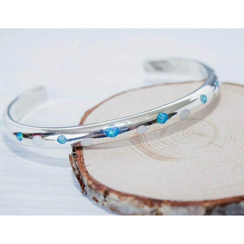Native American Opal Bracelet • Sterling Silver • Polka Dot Design • Handcrafted