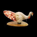 Zuni Hand-Carved Turkey Fetish by Michael Laweka – Stone, Shells & Orange Opal Wattle