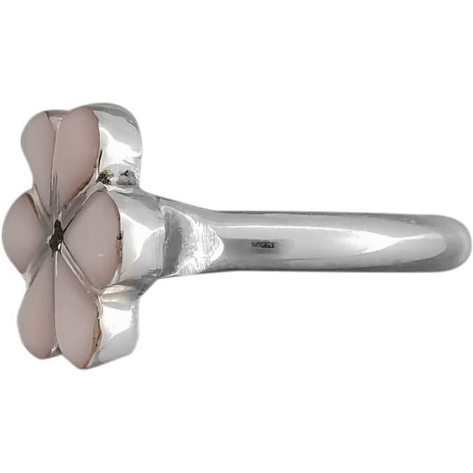 Size 5.5 - Vintage 925 Sterling Silver Rose Quartz Flower Ring, Simple Floral Design, Handmade Gemstone Jewelry, Statement Birthstone Band