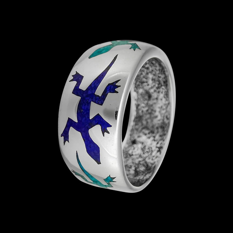 Size 11 - Turquoise and Lapis Lazuli Gecko Band