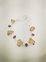 925 Sterling Silver Bracelet • Quartz Crystal and Amethyst Bracelet • Handcrafted