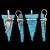 Native American Pendant, Hand Carved Turquoise Arrowhead, 925 Silver