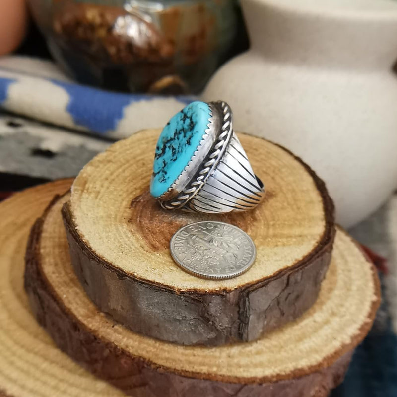 Sterling Silver Kingman Turquoise Ring – Size 7.25